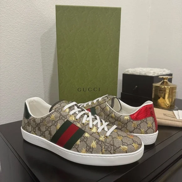 Gucci Ace GG Supreme Bees Sneaker Brown Multi 12.5 - Picture 2 of 8